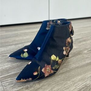 Ted Baker Navy Floral Ankle Boots